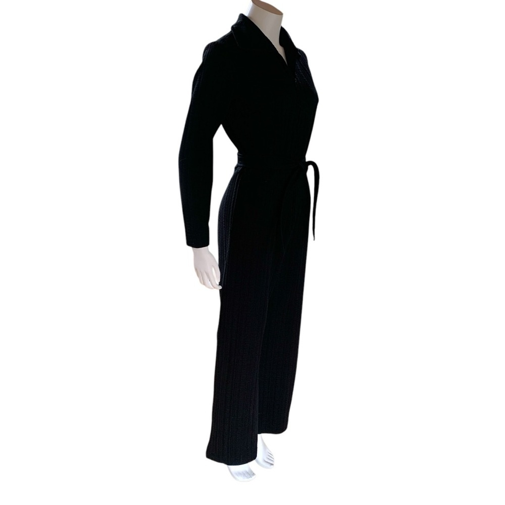 Vintage 70s Miss Marilyn Dallas Bell Bottom Jumpsuit Black